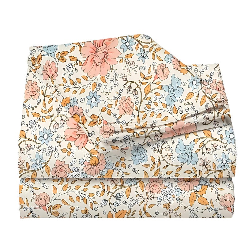 STARNSTYLE Premium 160 TC Egyptian Cotton Blend Floral Printed Double Bedsheet Set with 2 Pillow Covers - 228 x 228 cm Pink Rose - Image 3